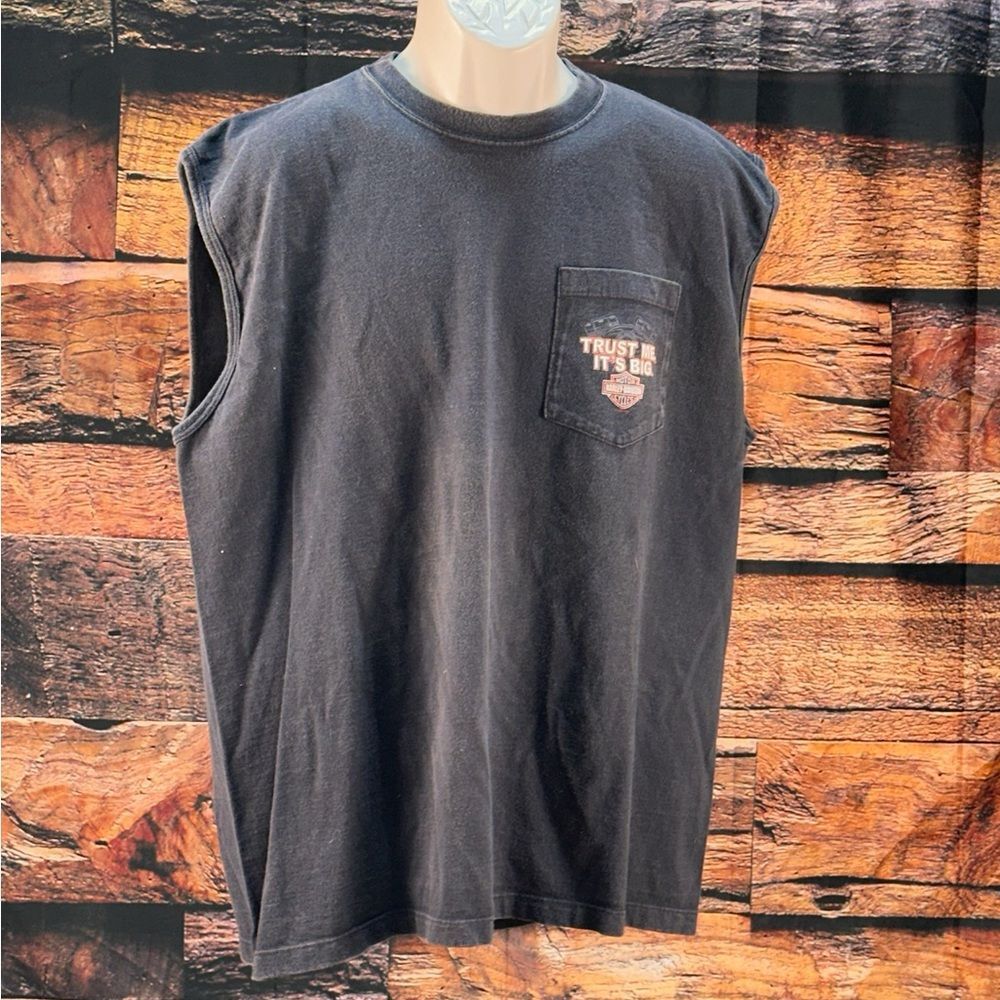Harley-Davidson Black Sleeveless Pocket Tee with Chest Logo